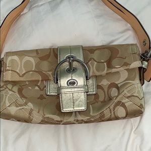 COACH Soho Signature C Metallic Small Flap Satchel